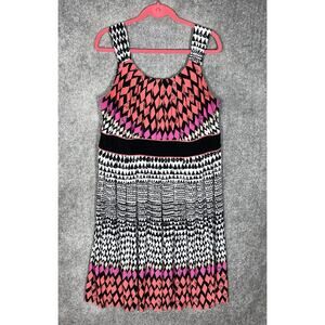 Catherines Midi Dress Womens Size 2X Black White‎ Geometric Stretch Sleeveless